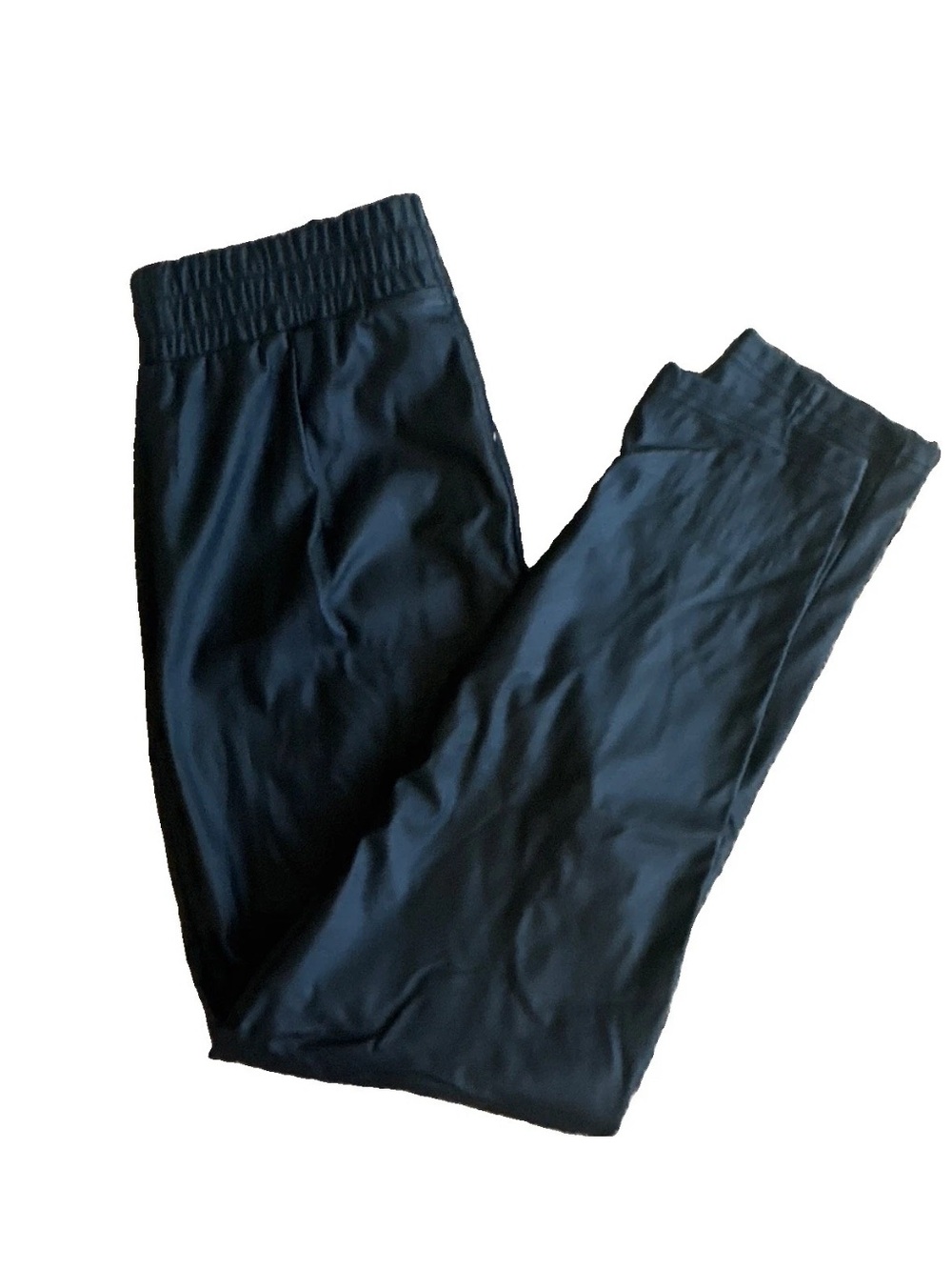 Windsor Women's Black Faux Leather Pants Elastic Waist Zip Front Polyester/PU M